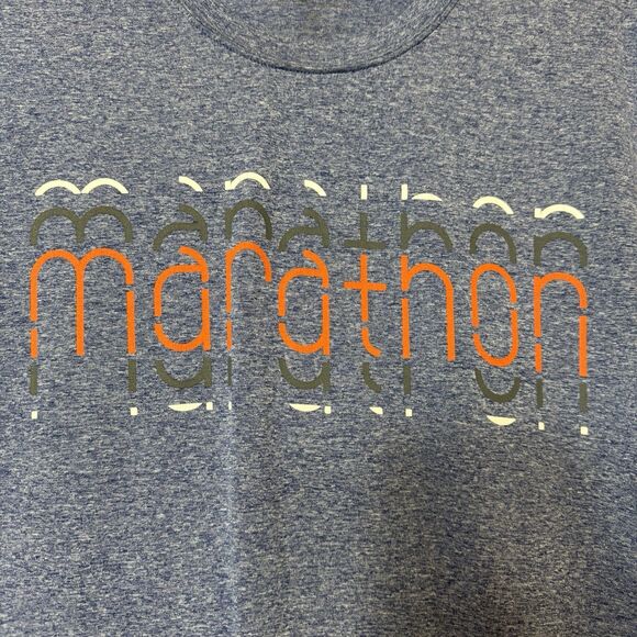 Brooks Marathon Performance Running Logo Blue Heathered T-shirt Men’s XL - Picture 2 of 7